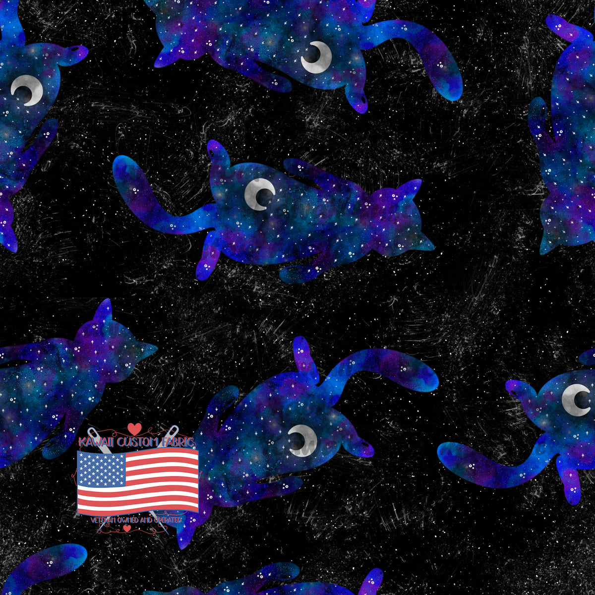 BB170 - Celestial Cat Constellations – Kawaii Custom Fabric