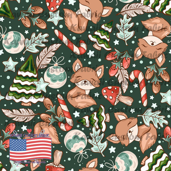 EB4 - Cute Christmas Fox Green