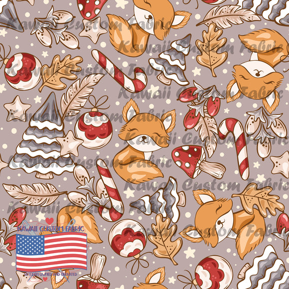 EB6 - Cute Christmas Fox Gray