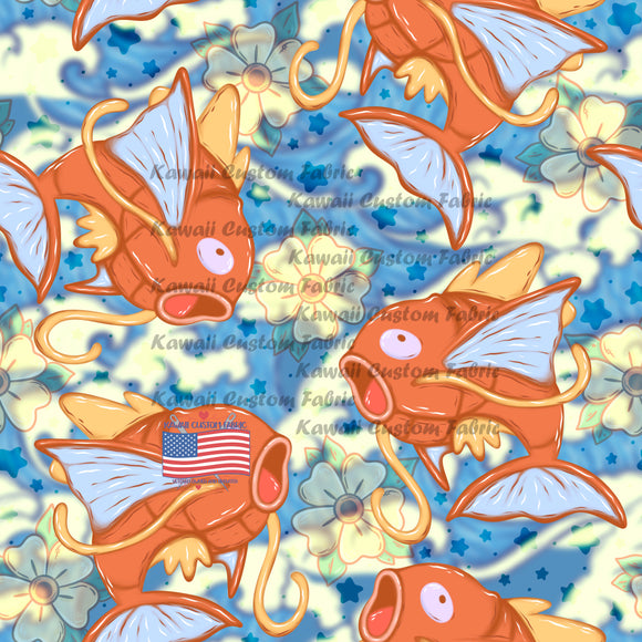 HSD277 - Fish Pocket Monster Blue Floral