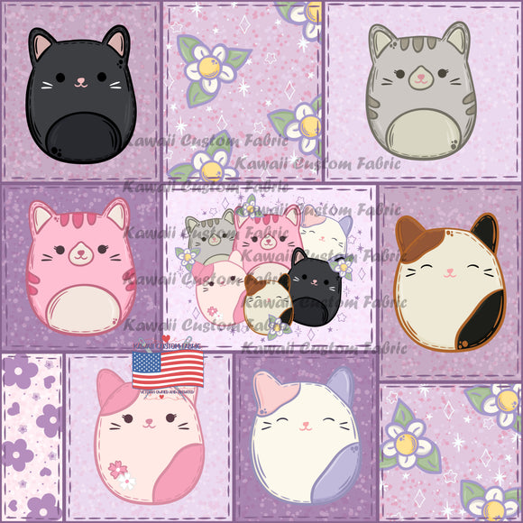 HSD36 - Squishy Cats Purple Patchwork