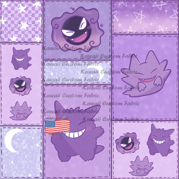 HSD38 - Purple Ghost Pocket Monster Patchwork