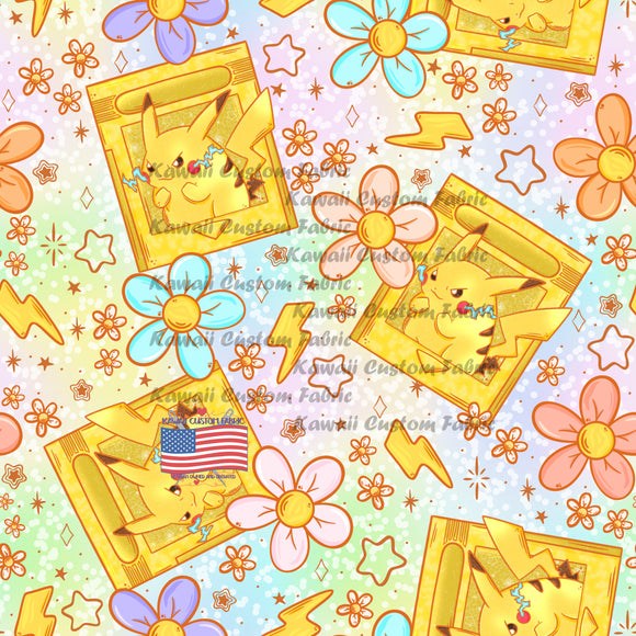 HSD45 - Yellow Mouse Pocket Monster Game Cartridge Floral