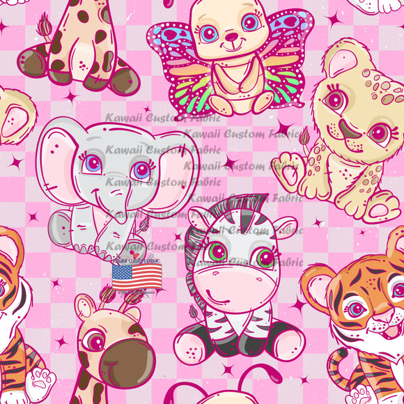 KE147 - Cute Jungle Friends Pink Chex