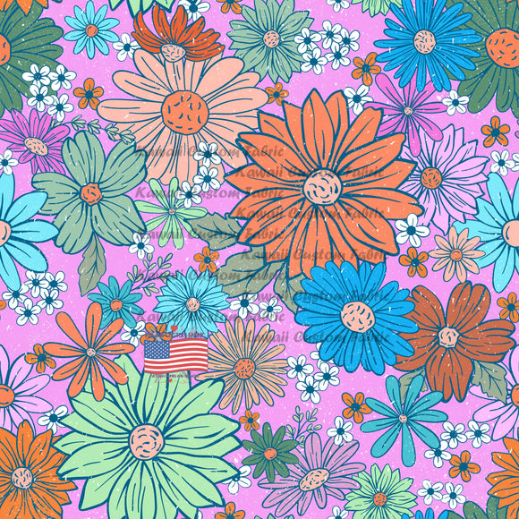 KE157 - Bright Floral Pink Background