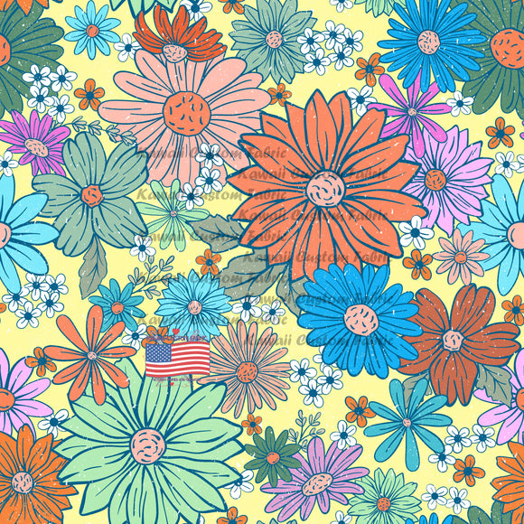 KE160 - Bright Floral Yellow Background