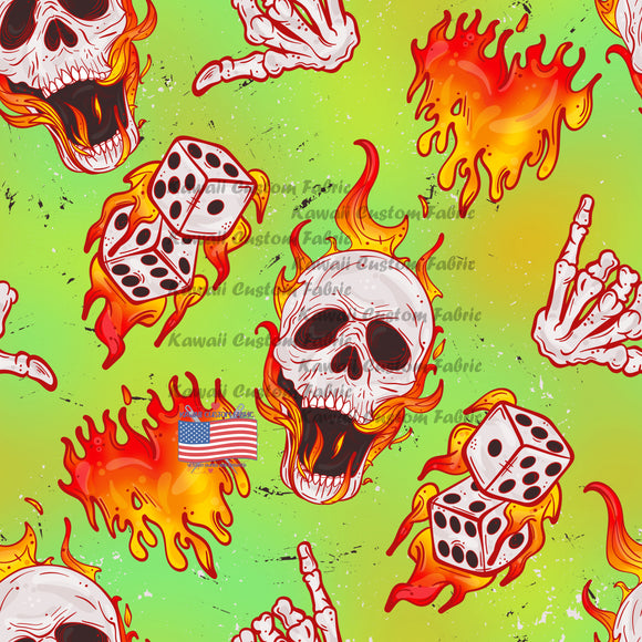 KE192 - Skulls Bright Green