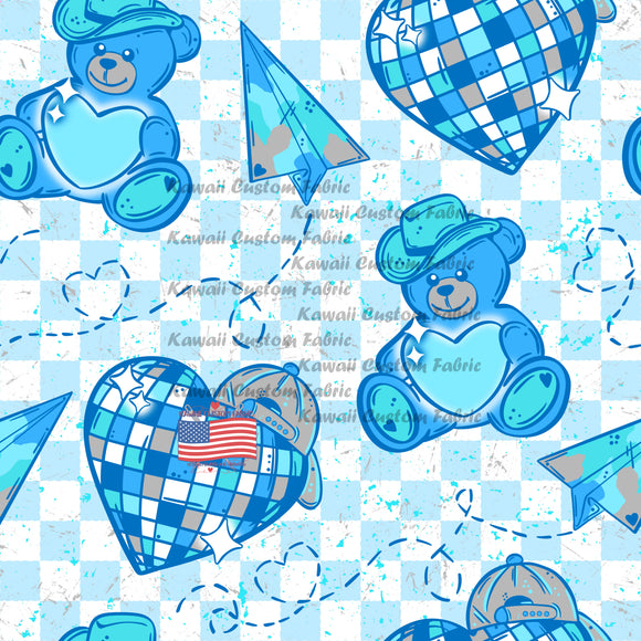 KE33 - Blue Chex Teddy Bear