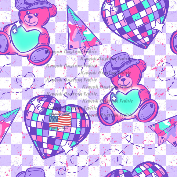 KE34 - Purple Chex Teddy Bear